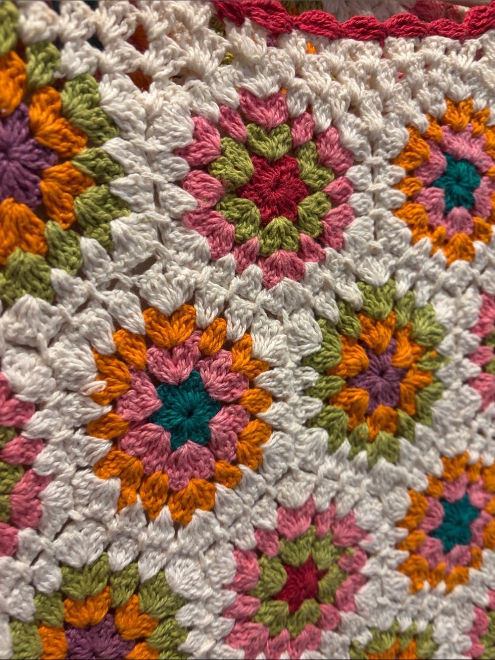 Walter Baker Crochet Floral Tank Top in Cream, Pink, Orange, Green, Teal - Picture 4 of 4